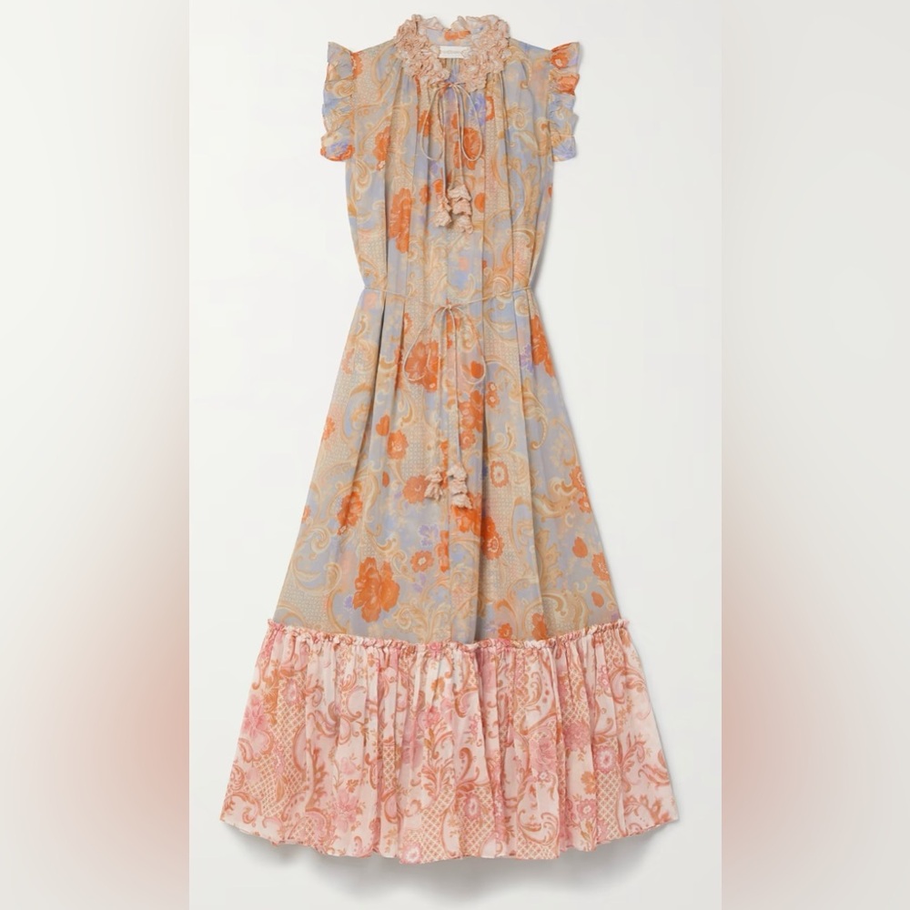 Zimmermann Postcard Ruffles Printed Midi Dress
